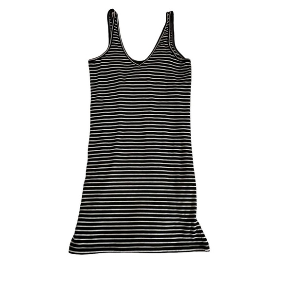 ATM STRIPED WRESTLER TANK DRESS BLACK WHITE STRIPED STRETCHY SMALL MINI - Picture 6 of 10